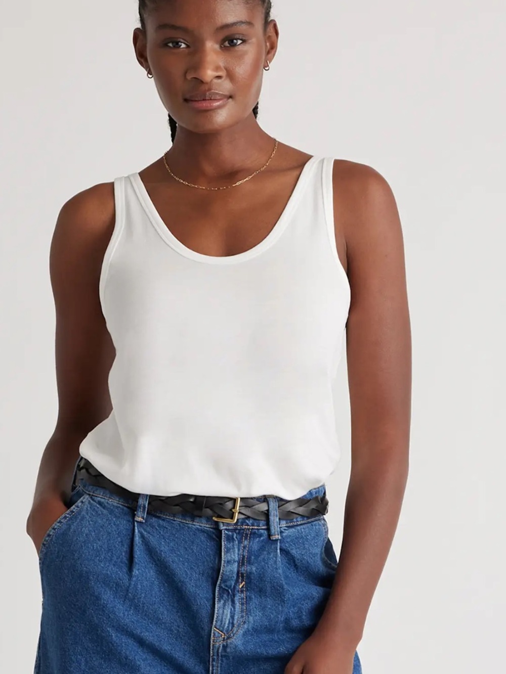 NWT Quince double scoop tank white medium
